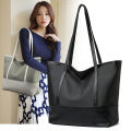 Cross-border new women's tote bag 2021 Korean version large-capacity shoulder bag, Oxford cloth spliced soft leather handbag.