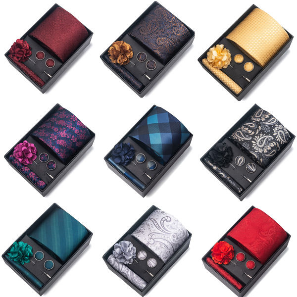 Men's Multicolor Fashionable Neck Tie - 4 items Set Box (1 Set)
