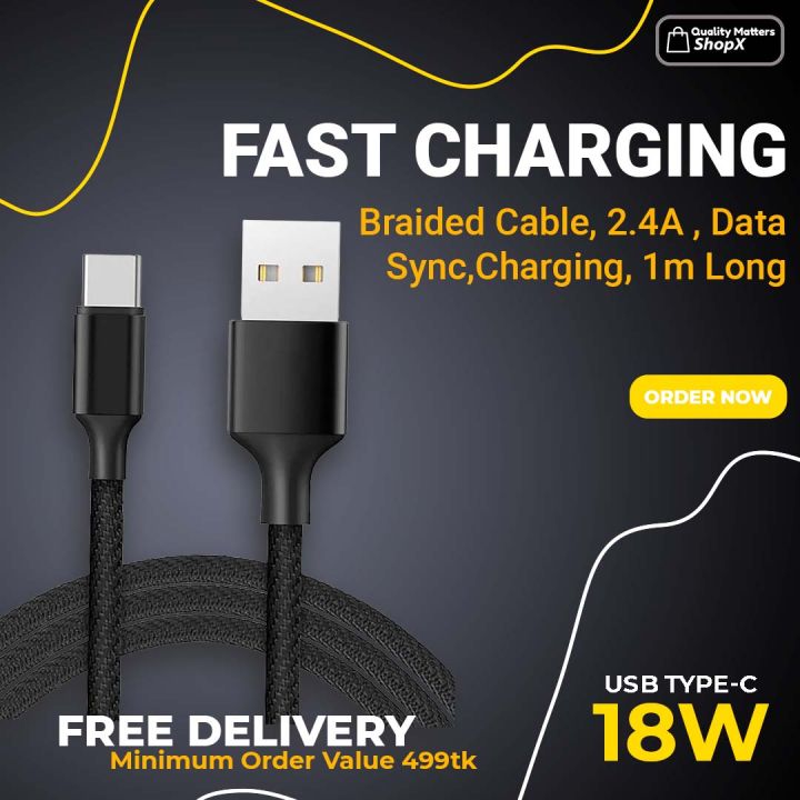 BRAID%20cable%2018W/60W%20USB%20Cable%20Type%20C%202.4A/5A%20fast%20charging%20cable%20Nylon%20data%20Cable%20-%20Image%202