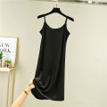 Outer Wear Suspender Skirt Women 2024 Summer Thin Ice Silk Knitting Dress Loose Inner wear Base Skirt Nightdress Slip Dress.