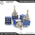 3Pin/6Pin SPDT and DPDT Self-Lock TOGGLE Switch MTS202 AC 125V 6A or 250V 3A Switch Single/Double Pole Double Throw(SPDT) ON-OFF-ON/OFF-ON-OFF Miniature Toggle Switches.