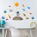 Cartoon Space Astronaut Wall Stickers Creative Home Wall Decor Self-adhesive Kids Room Decoration Bedroom Background Wall Decor. 