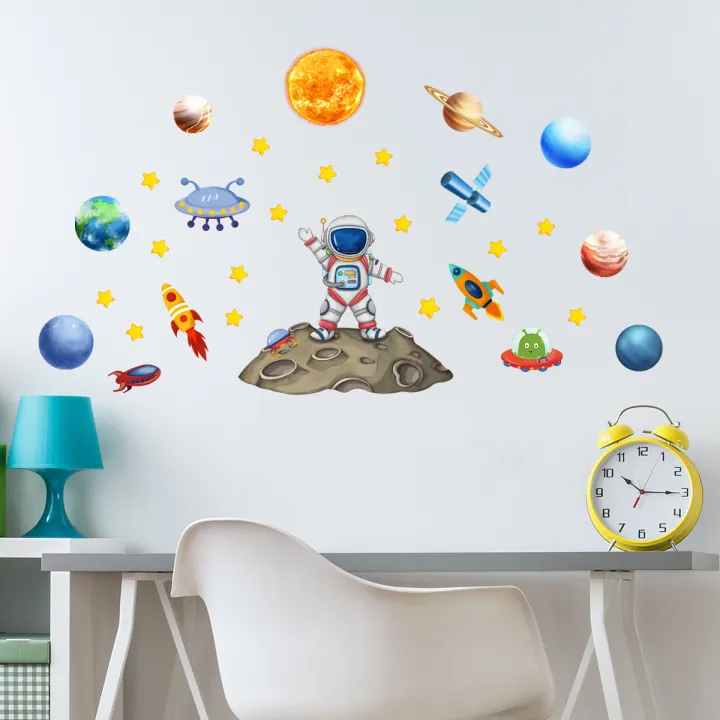Cartoon%20Space%20Astronaut%20Wall%20Stickers%20Creative%20Home%20Wall%20Decor%20Self-adhesive%20Kids%20Room%20Decoration%20Bedroom%20Background%20Wall%20Decor%20-%20Image%202
