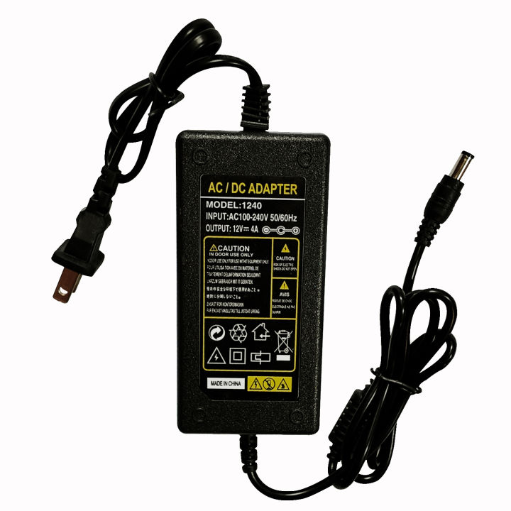AC/DC Power Adapter Charger AC 100-240V to DC 12V 4A