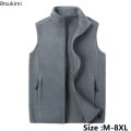 【Online】 New 2024 Men's Thick Warm Fleece Vest Jacket Spring Autumn Oversized Outdoor Sports Fishing Fleece Coat Vest Jacket Male Coats. 