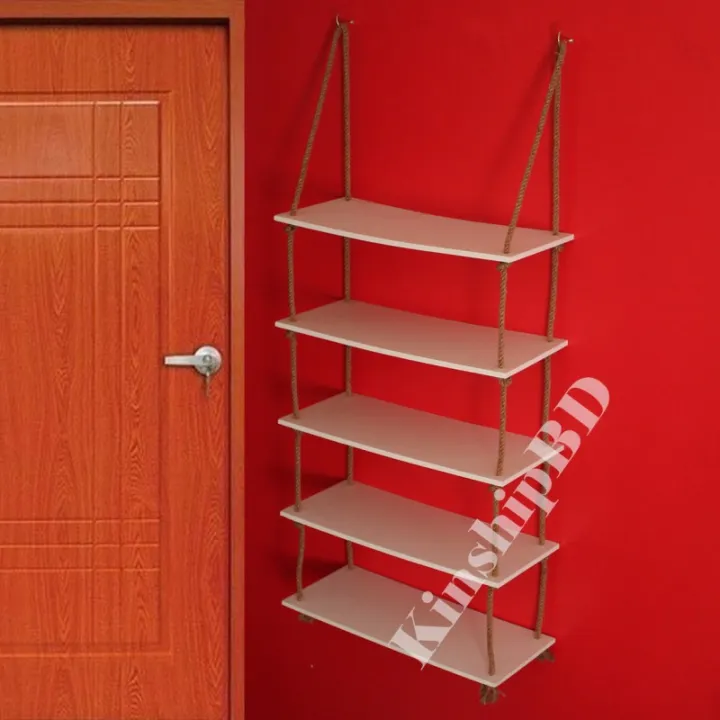 5%20Layer%20Wall%20Mounted%20Rope%20Hanging%20Shoe%20Rack%20With%202%20Pcs%20Hook.10%20Pair%20Shoe%20Organizer%20Rack%20For%20Indoor%20And%20Outdoor%20-%20Image%202