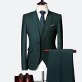 Luxury 3 piece men's wedding suit fashion men's slim solid color business office suit sets large size men Blazer+ pants + vest. 