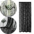 Black Lace Floral Net Curtains Window Curtains for Yard Bedroom Decoration 100cmx200cm. 