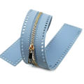 55cm Universal Double-sided Leather PU Zipper Accessory Woven Bag Zipper Strip With Rope Hole Long Zipper. 