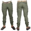 Olive Cotton and Denim Stretch Gabardine Pant for Men. 