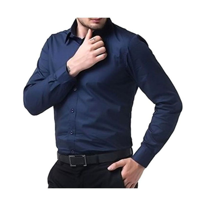 Navy Blue Cotton Shirt for Men