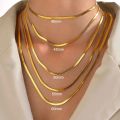 New Fashion Unisex Snake Chain Choker Necklace Stainless Steel Herringbone 2/3/4/5mm Gold Color Chain Necklace For Women Jewelry. 