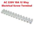 10Amp 12Way Heavy Duty AC 220v 10A 12 Way Electrical Screw Terminal Connector PVC Plastic Barrier Terminal Block Cables Strip. 
