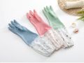 Hand Cleaning Gloves Plus Autumn Winter Warm Velvet Rubber Glove Waterproof Antifreeze Home Long Gloves Kitchen Hand Gloves for Dish Washing.