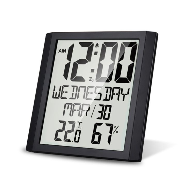 Temperature and Humidity Digital Wall Clock 8.6-inch Large Screen Time