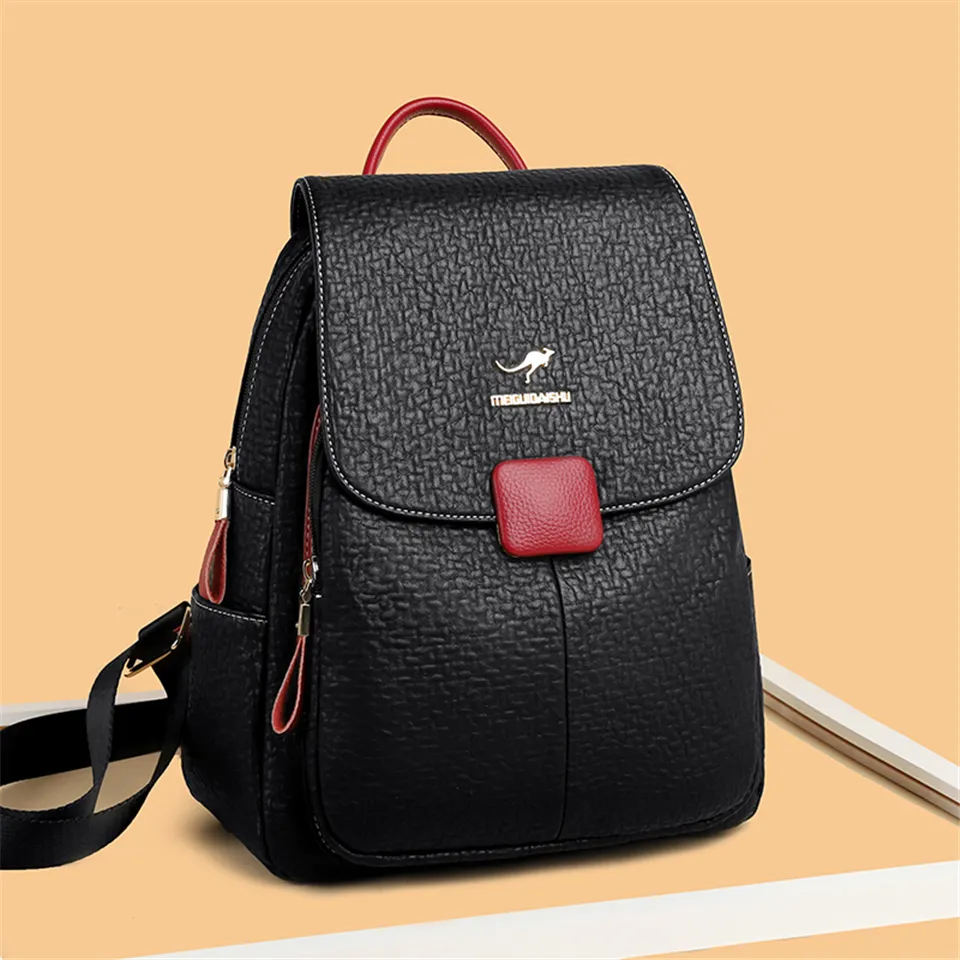 Leather Backpack Messenger Bag Rucksack Fashion PU Leather Bag