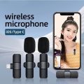 2.4GHz Wireless Microphone Clip-on Lavalier Microphone Transmitter Receiver Live Video Recoding Interview K9.