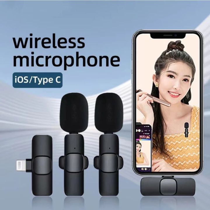 2.4GHz Wireless Microphone Clip-on Lavalier Microphone Transmitter Receiver Live Video Recoding Interview K9