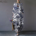 ZANZEA Women Vinatge Floral Printed Long Maxi Dress Loose Baggy Cotton Kaftans.