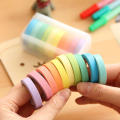 10 Rolls Rainbow Washi Tape DIY Kids Stickers Masking Paper Set Solid Colored Painters Tape Students School Stationery Supplies.