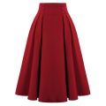 JAYCOSIN Women Fashion Skirt With Pockets Vintage High Waist Pleated Skirt Casual Solid Ankle-Length Vintage Skirt For Women. 