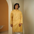 Nahyan Jacquard Panjabi in Matte Gold. 