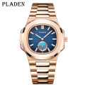 PLADEN brand classic men's high-end fashion business stainless steel waterproof quartz watch. 