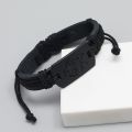 European and American punk style men's leather bracelet, black wolf scalp bracelet, multi-layer braided bracelet leather rope.