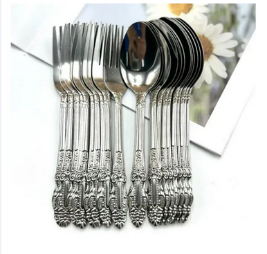 Stainless steel spoon 6 inches 24 pieces Set (12 piece Tea Spoon and 12 piece frock Spoon) for kitchen and dining-Chamis
