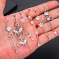 Trendy Angel Button Rings Stainless Steel Zircon Butterfly Navel Piercing Surgical for Women Body Belly Jewelry Pendant.