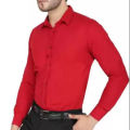 Men Slim Fit Solid Casual Red Shirt. 
