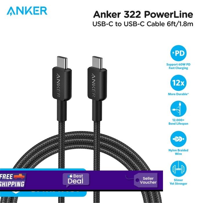 thumbnail image 2 of Anker 2-Pack Nylon USB-C To USB-C Cables, 6ft Long, 60W Fast Charging Compatible 2 of 11
