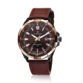 Naviforce belt male table army table imported from Japan quartz watch foreign trade watch calendar (Dark red). 