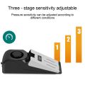 Wireless Door Stop Alarm Stainless Steel 3 Sensitivity Level Sensor Wedge-shaped Portable Home Office Travel Security Protection.