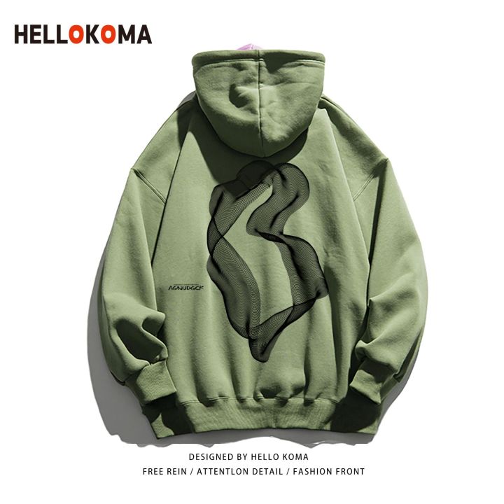 HELLO%20KOMAThin%20European%20and%20American%20High%20Street%20Hooded%20Sweater%20Women's%20Autumn%20and%20Winter%20Fleece-Lined%20Thickened%20Loose%20Casual%20Top%20Men's%20Fashion%20-%20Image%204