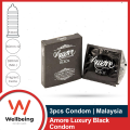 SMC Amore Luxury Black Ribbed Condom For Men | 3pcs Pack | Malaysia.