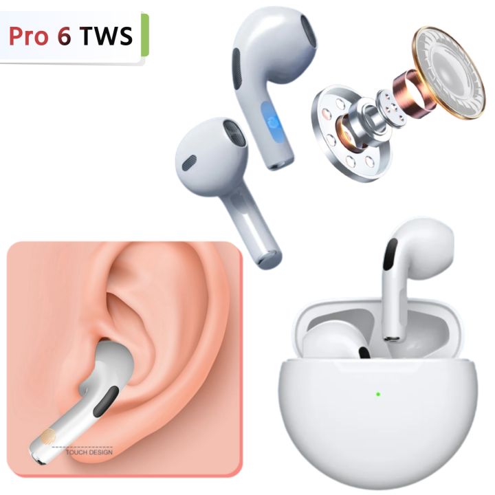 Ultimate Performance: PRO 6 Wireless Bluetooth TWS Earbuds with 5.0 Bluetooth Protocol