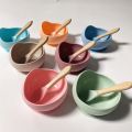 2 Pcs/Set Children's Silicone Bowl Spoon Baby Suction Cup Bowl for Kids Toddlers BPA Free Drop-proof Feeding Tableware with Spoon.