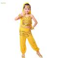 Kids Belly Dance Costumes Set Oriental Kids Indian Dance Costume 140cm Yellow.