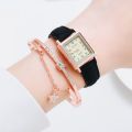 New Rectangle Quartz Women Watch Set Rhinestone Bracelet Leather Ladies Watches Casual Female Wristwatch Fashion Clock relogio. 
