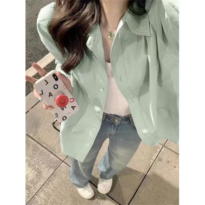 Casual%20Korean%20Style%20Loose%20Blue%20with%20Long%20Sleeves%20Shirt%20Simple%20Small%20Inner%20Wear%20Blouse%20Spring%20and%20Autumn%20Design%20Sense%20Bandage%20Dress%20Shirt%20-%20Image%202