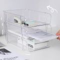 Simple Minimalism File Storage Tray Stackable Durable A4 File Rack Style Desktop Organizer Documents. 