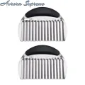 Versatile Pleat Cutter Stainless Steel Crinkle Cutter Set for Fun Food Prep Perfect for Potatoes Carrots More Easy to Use Dishwasher Safe 2 Pcs Set Crinkle Cutter for Vegetables. 