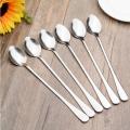 Stainless Steel Long Tea Spoon 8 inch (6 Pis Set) Long Handle Spoons, Food Grade Stainless Steel, Long Handle Spoon for Ice Cream, iced Coffee, iced Tea, Milkshake, Tea and Other Desserts. 