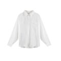 Casual Korean Style Loose Blue with Long Sleeves Shirt Simple Small Inner Wear Blouse Spring and Autumn Design Sense Bandage Dress Shirt.