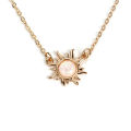 Tangled Sun Necklace with Opal Dainty Celestial Sunburst Jewelry for Women Sunshine Sun Charm Available in Silverstone/goldtone. 