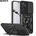 Quiberk for Realme C65 4G Phone Case Slide Camera Cover Magnetic Kickstand Hard Shockproof Armor Back Casing black Phone Case. 