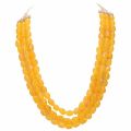 3 Layer Ruby Smooth Oval Shaped Strand Beads - Necklace For Girls. 