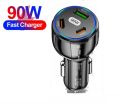 90W Quick Car Charger 1 USB 2 Port Type-C.