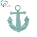 2 PCS Boy Color Silicone Teether Anchor Pendants Silicone Beads Charms Nursing Baby Food Grade Ship Anchor Teether Teething Toys. 